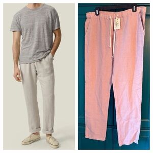 Alex Crane Linen Drawstring Pants – Dusty Pink Size L NWT | Quiet Luxury Coastal